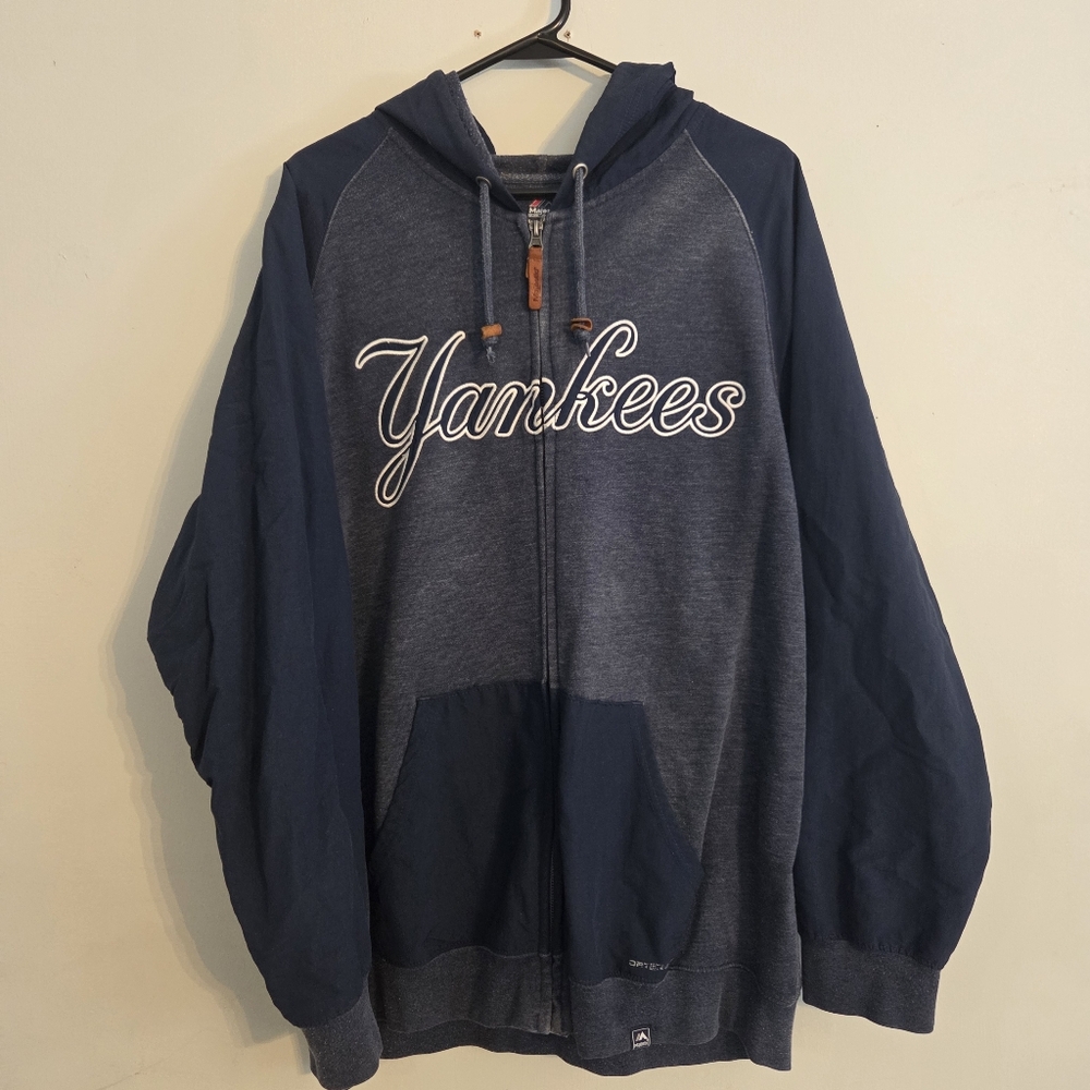 New York Yankees Majestic Dry Base Raglan Full-Zip Hoodie Jacket Mens XL